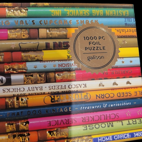 Galison Vintage Pencils 1000 Piece Foil Puzzle - Picture 4 of 11